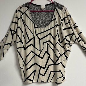 Daytrip Geometric Black and Cream Top